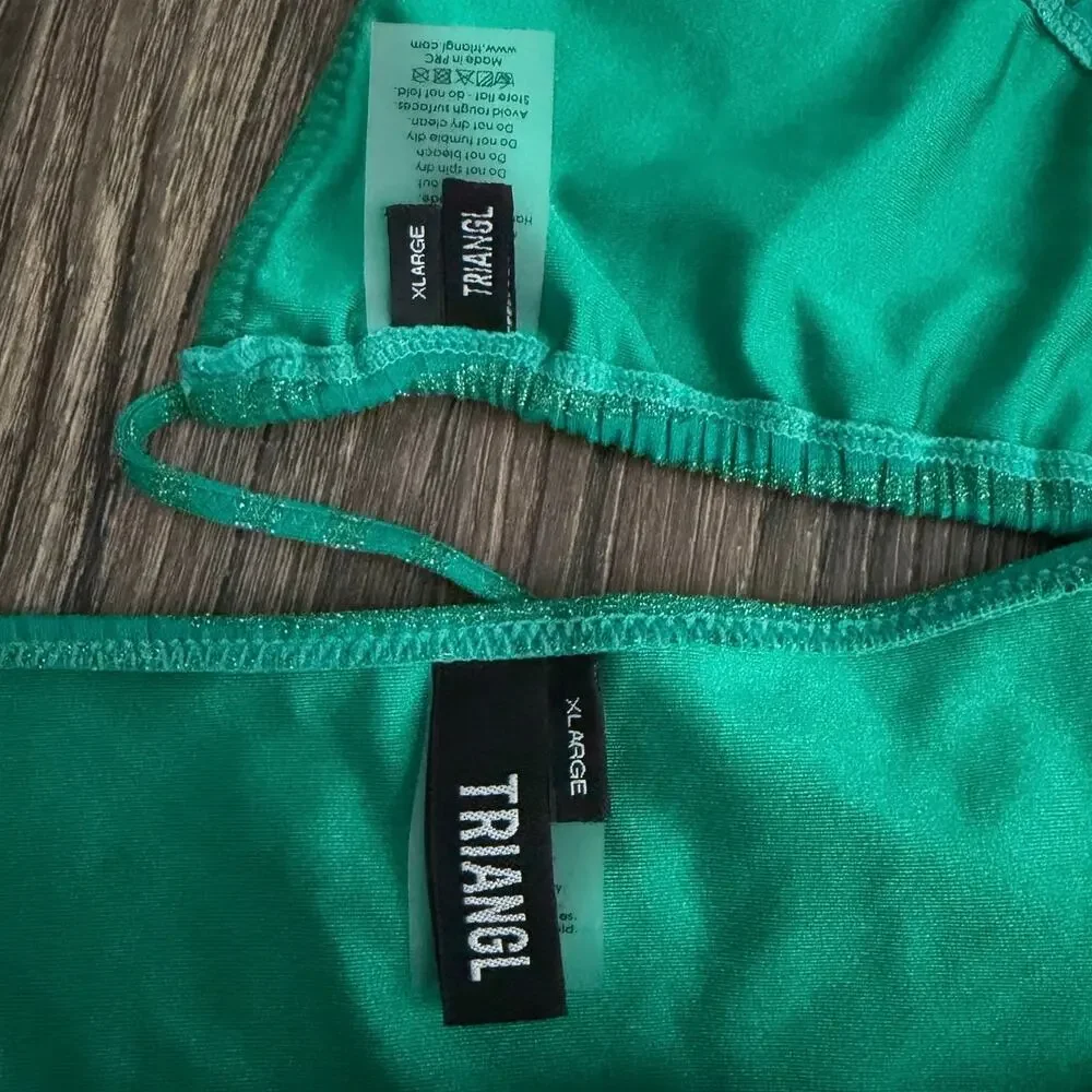 Triangl Swimwear Myrta Lita Green Sparkle Bikini Set Size XL